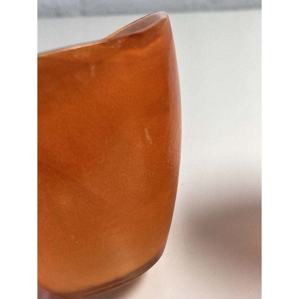 Anthropologie Art Glass Orange Swirl Votive Tea Light Candle Holder SET‎ OF 2 - Picture 9 of 13